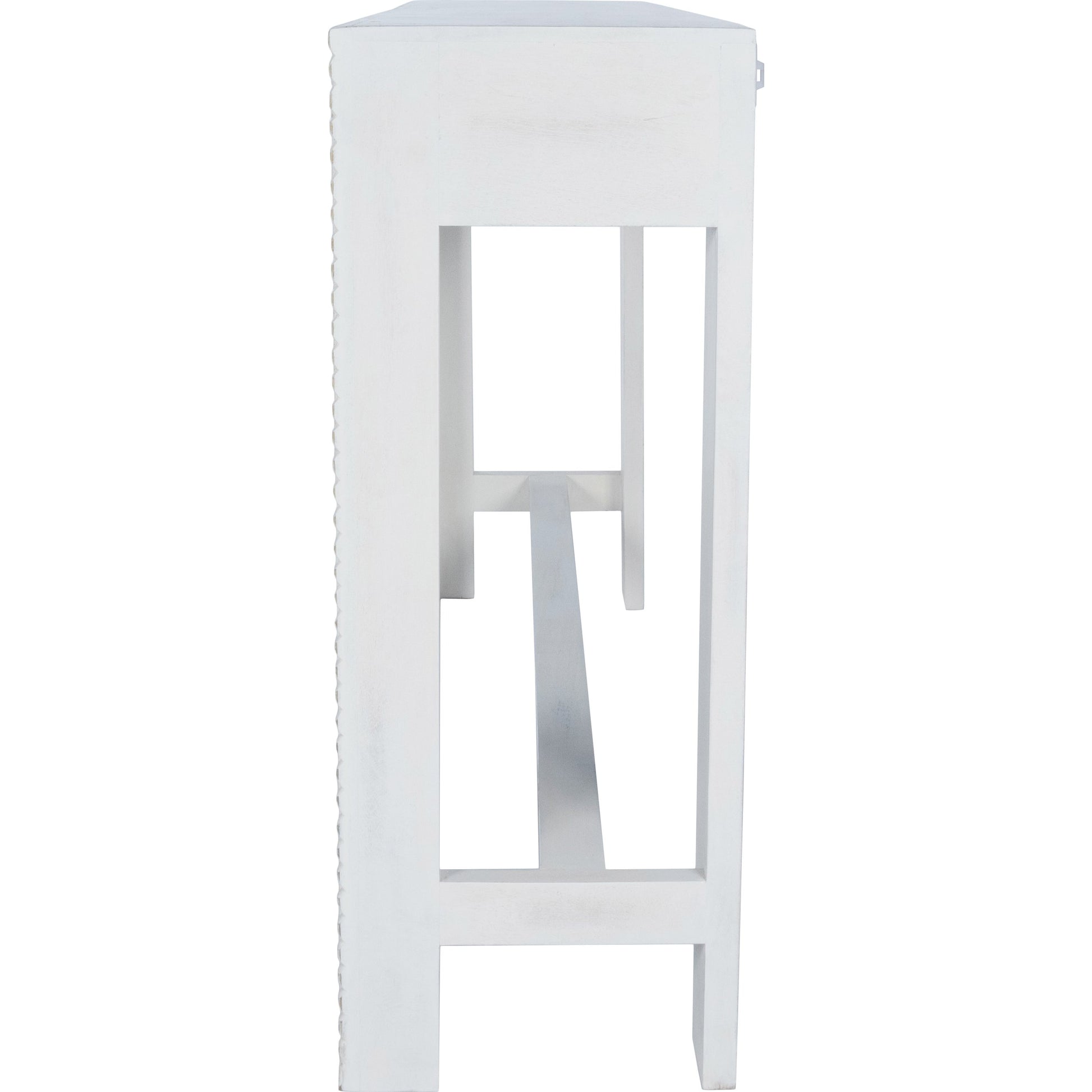 Janta Console Table by Butler Specialty Company in white and whitewashed. Made from recycled mango wood solids in a eclectic & global style.