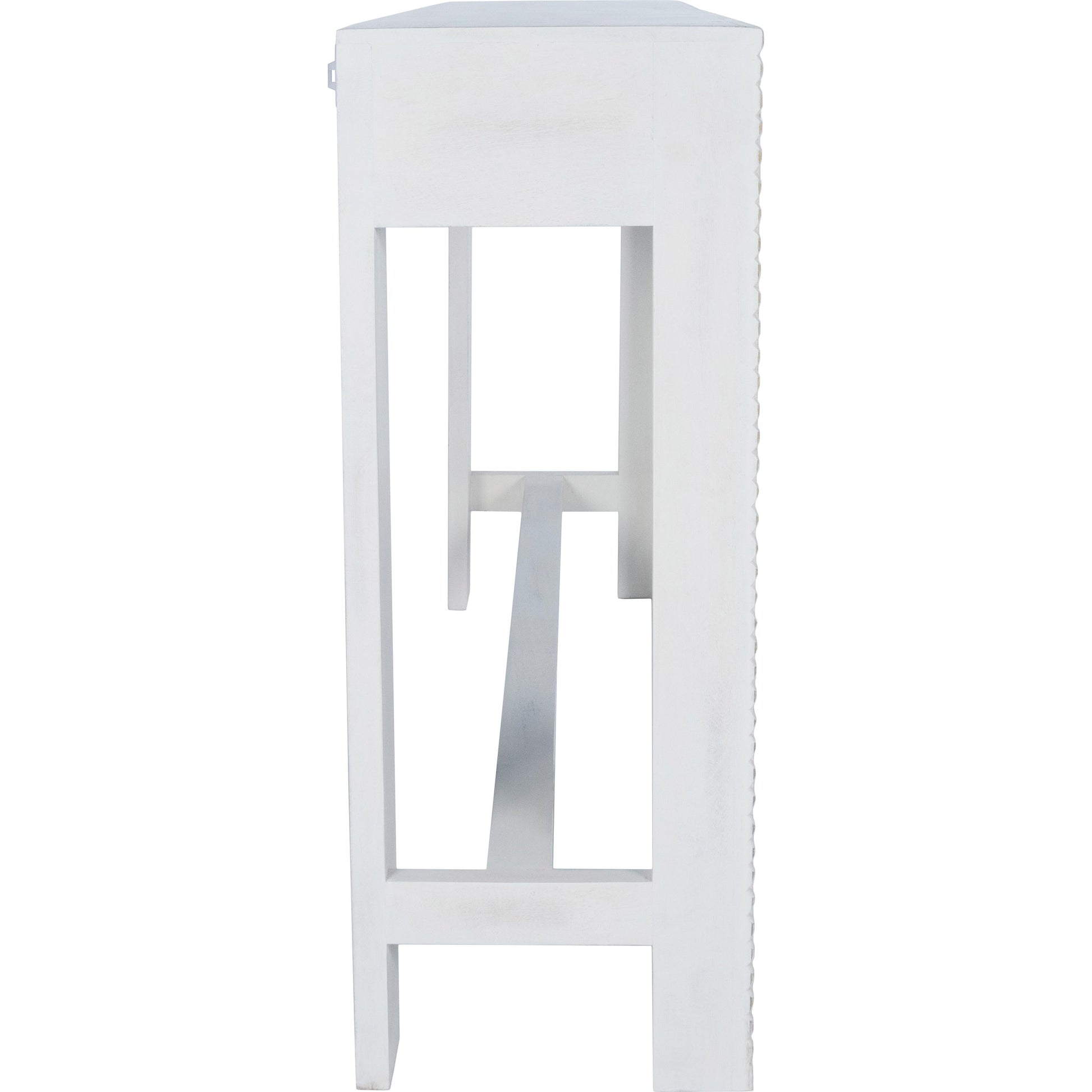Janta Console Table by Butler Specialty Company in white and whitewashed. Made from recycled mango wood solids in a eclectic & global style.