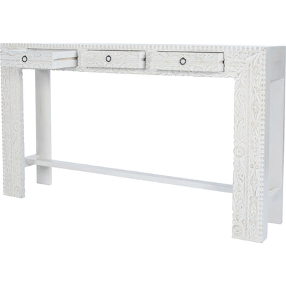 Janta Console Table by Butler Specialty Company in white and whitewashed. Made from recycled mango wood solids in a eclectic & global style.