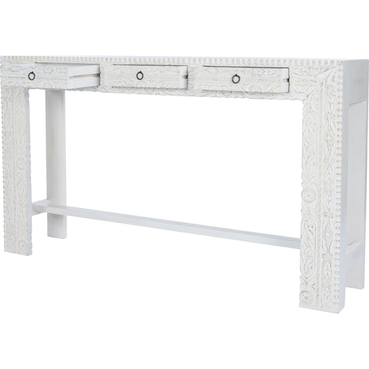 Janta Console Table by Butler Specialty Company in white and whitewashed. Made from recycled mango wood solids in a eclectic & global style.