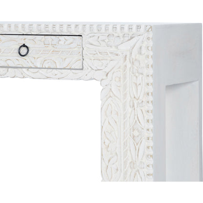 Janta Console Table by Butler Specialty Company in white and whitewashed. Made from recycled mango wood solids in a eclectic & global style.