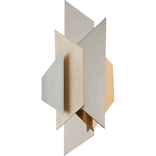 Modernist Wall Sconce by Corbett in silver, gold leaf. Made from hand crafted iron in a unique style.