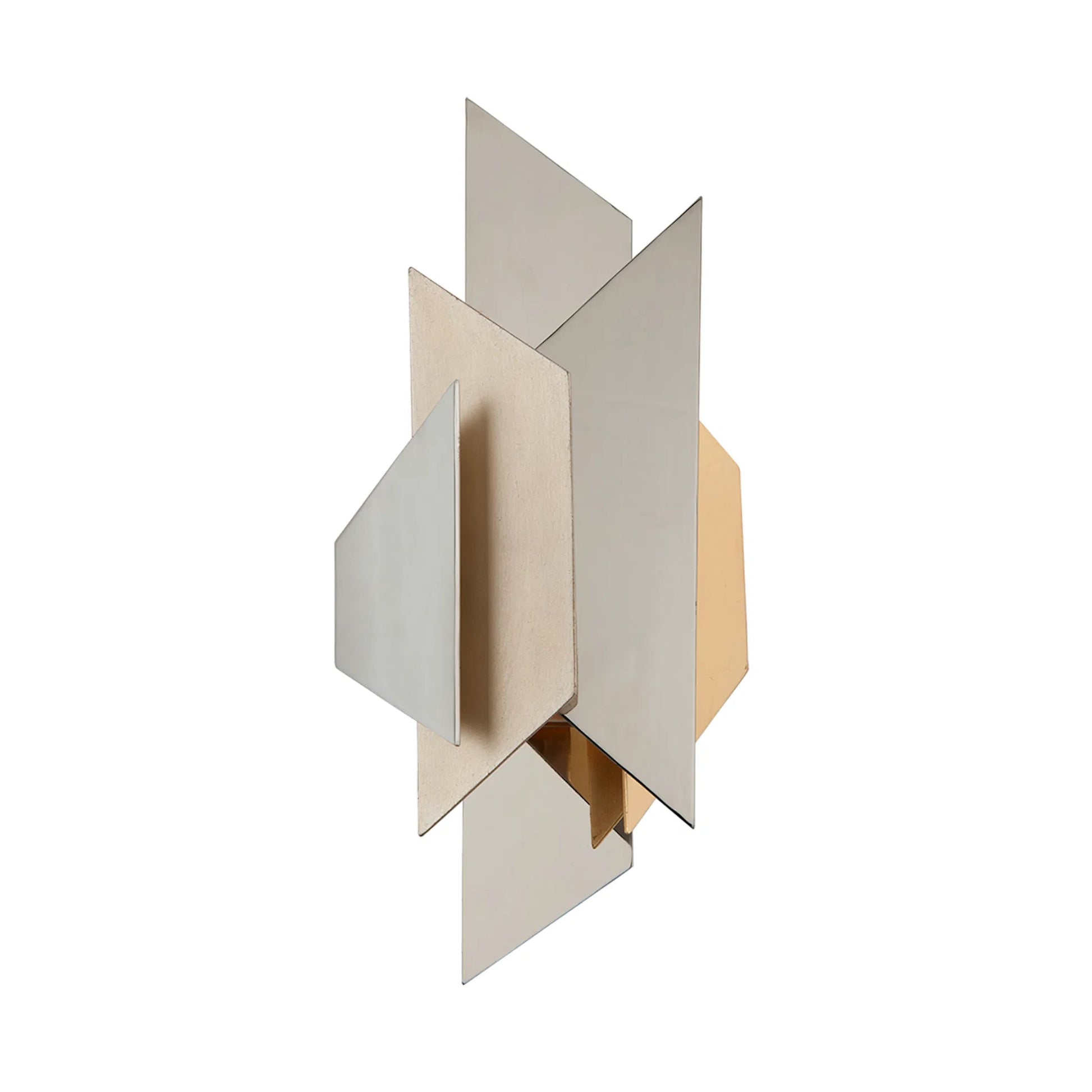 Modernist Wall Sconce by Corbett in silver, gold leaf. Made from hand crafted iron in a modern style.
