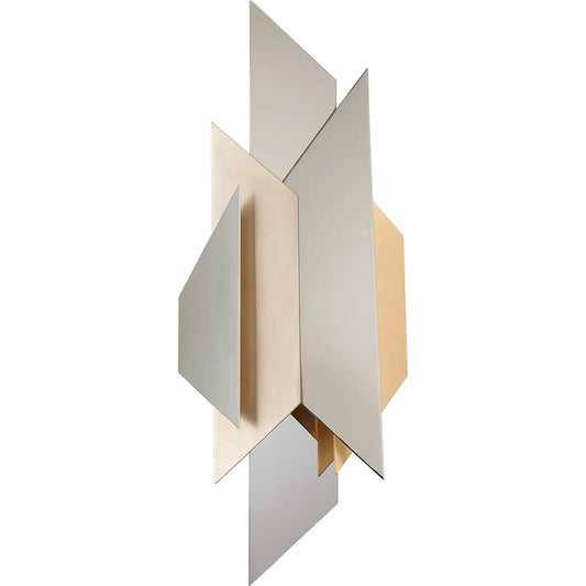 Modernist Wall Sconce by Corbett in pol ss with silver, gold leaf. Made from hand crafted iron in a modern style.