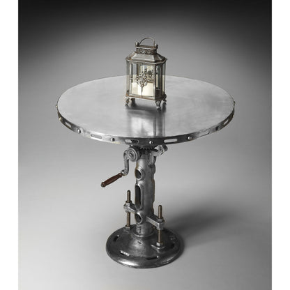 Fenwick Hall Pub Table by Butler Specialty Company in silver and metalworks. Made from iron in a modern style.