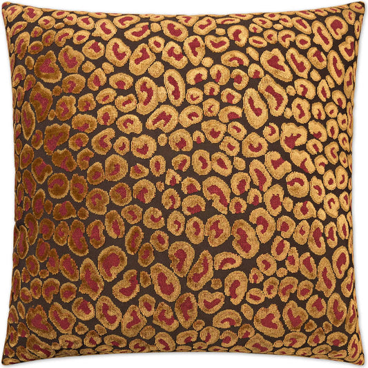 Cheetah Pillow by DV Kap Home in ruby. Made from 69% viscose, 31% polyester in a unique style.