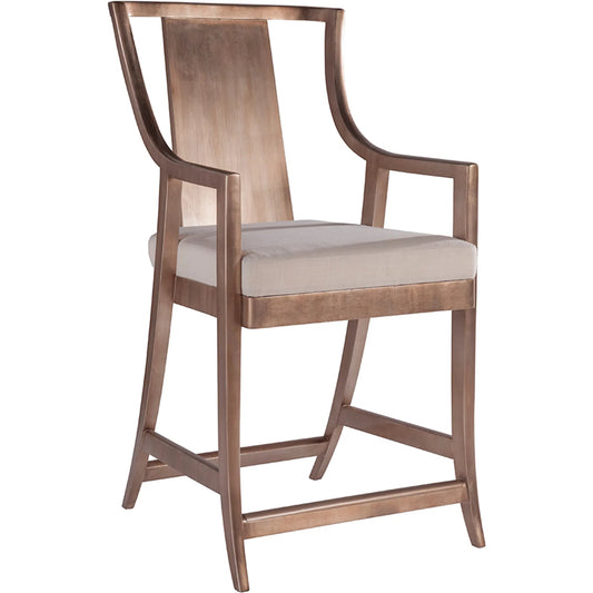 Sirocco Slat Back Counter Stool by Artistica Home in beige, tan and silver leaf. Made from wood in a unique style.