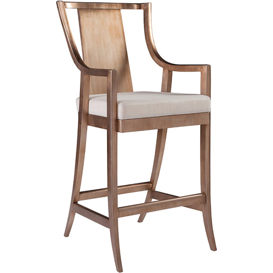 Sirocco Slat Back Barstool by Artistica Home in beige, tan and silver leaf. Made from wood in a unique style.