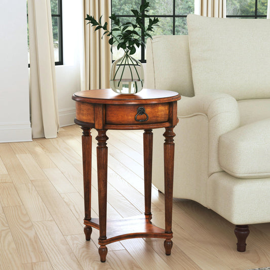 Jules Round End Table by Butler Specialty Company. Made from wood solids, cherry veneers in a traditional style.