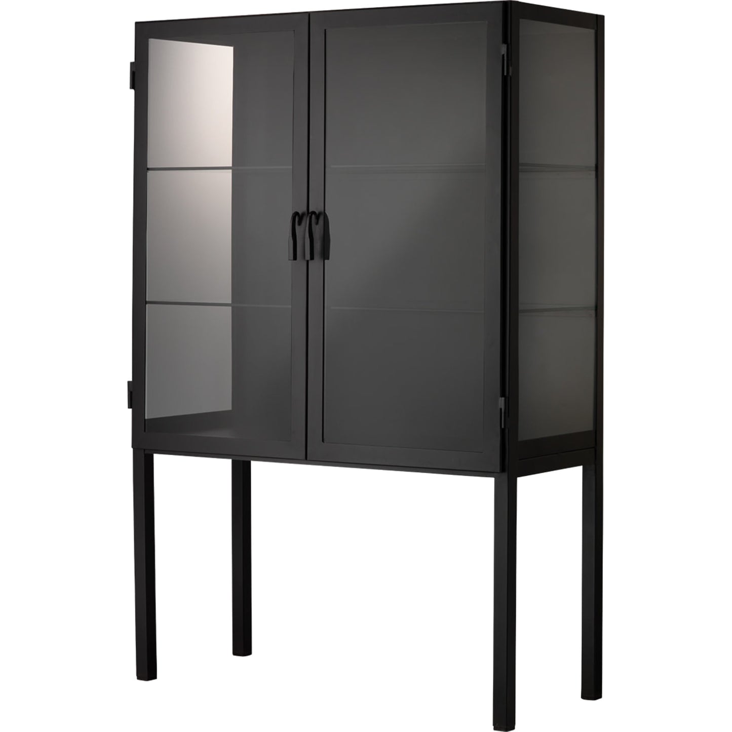 001 SR-707857 | Primary Silo | Chauncey Curio Bar Cabinet by Jamie Young in black iron, clear glass. Made from iron, glass in a modern style.