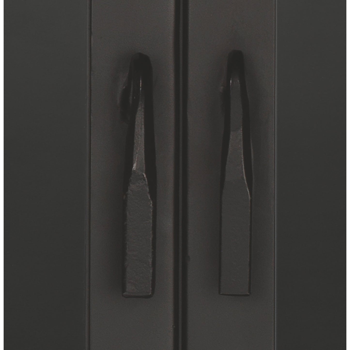 006 SR-707857 | Closeup | Chauncey Curio Bar Cabinet by Jamie Young in black iron, clear glass. Made from iron, glass in a modern style.