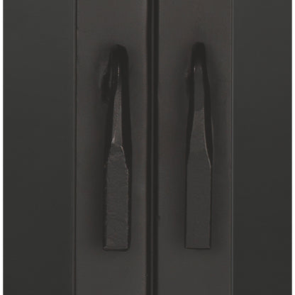 Chauncey Curio Bar Cabinet by Jamie Young in black iron, clear glass. Made from iron, glass in a modern style.