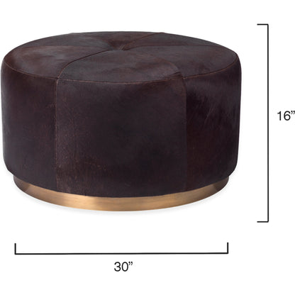 Thackeray Pouf by Jamie Young. Made from hide in a modern style.