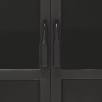 Union Curio Cabinet by Jamie Young in black iron, clear glass. Made from iron, glass in a modern style.