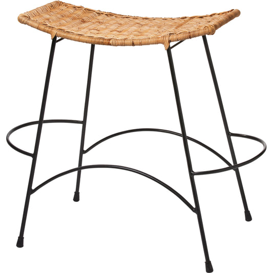 Wing Counter Stool by Jamie Young in natural rattan, black steel. Made from steel, rattan slimit in a coastal style.