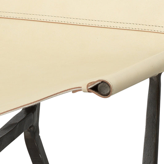 Abilene Lounge Chair by Jamie Young in off white leather & black forged iron. Made from leather, iron in a modern style.