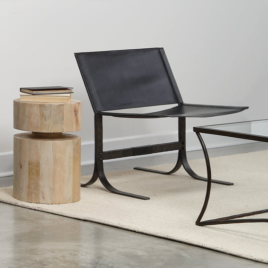 Alessa Sling Chair by Jamie Young. Made from leather & iron in a modern style.