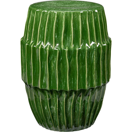 Algae Stool by Jamie Young in green. Made from ceramic in a unique style.