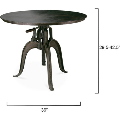 Americana Crank Table by Jamie Young in gun metal. Made from metal in a modern style.