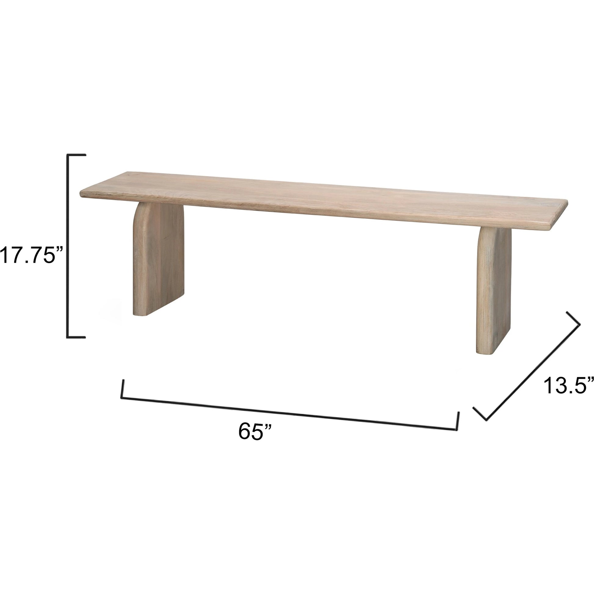 Arc Bench by Jamie Young. Made from mango wood in a modern style.