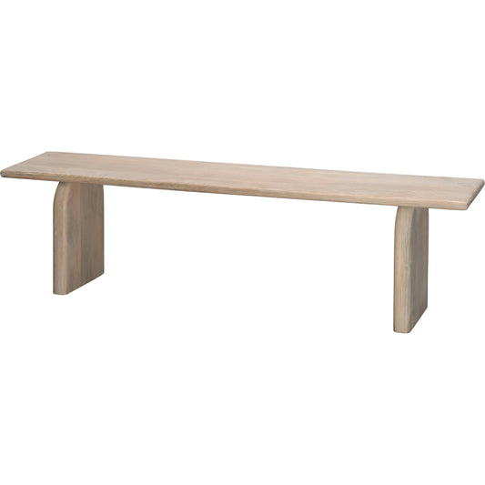 Arc Bench by Jamie Young. Made from mango wood in a modern style.