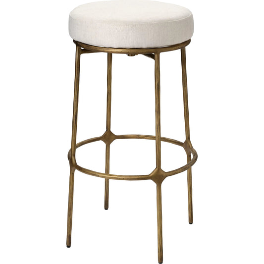 Asteria Bar Stool by Jamie Young. Made from iron, 100% polyester in a unique style.