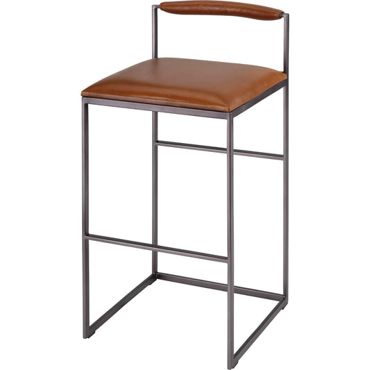 Bradbury Bar Stool by Jamie Young in black. Made from leather in a unique style.