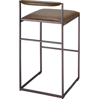 Bradbury Bar Stool by Jamie Young in black. Made from leather in a unique style.