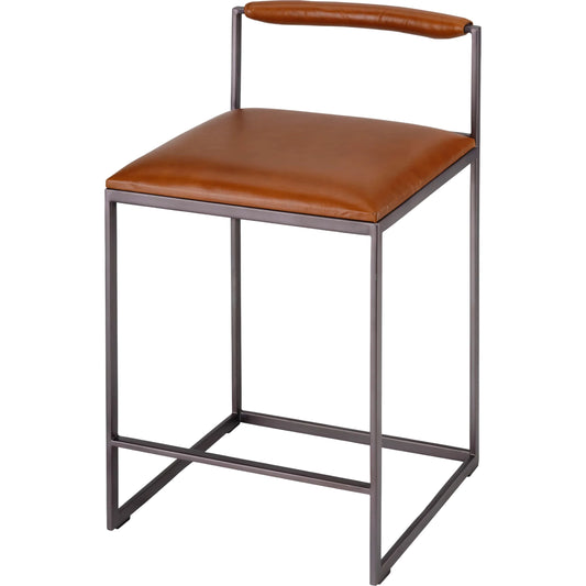 Bradbury Counter Stool by Jamie Young in black. Made from leather in a unique style.