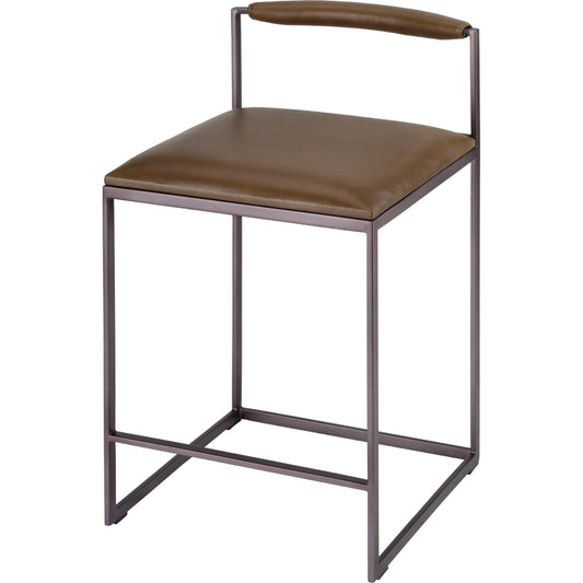 Bradbury Counter Stool by Jamie Young in black. Made from leather in a unique style.