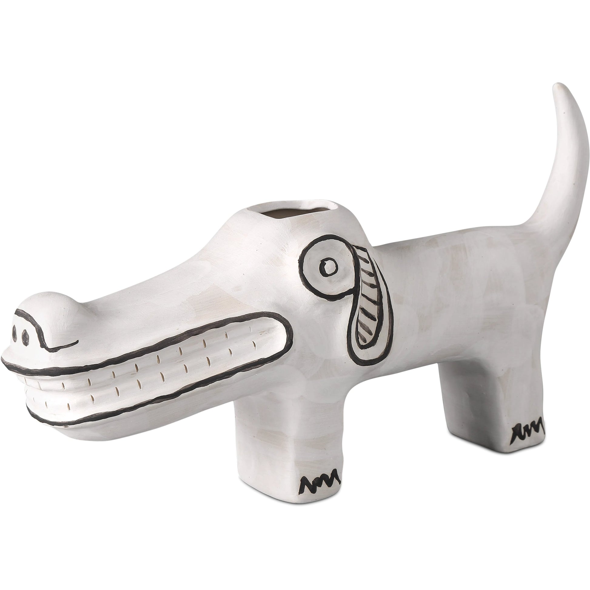 Spot the Dog by Currey and Company in washed white, black. Made from porcelain in a eclectic & global style.