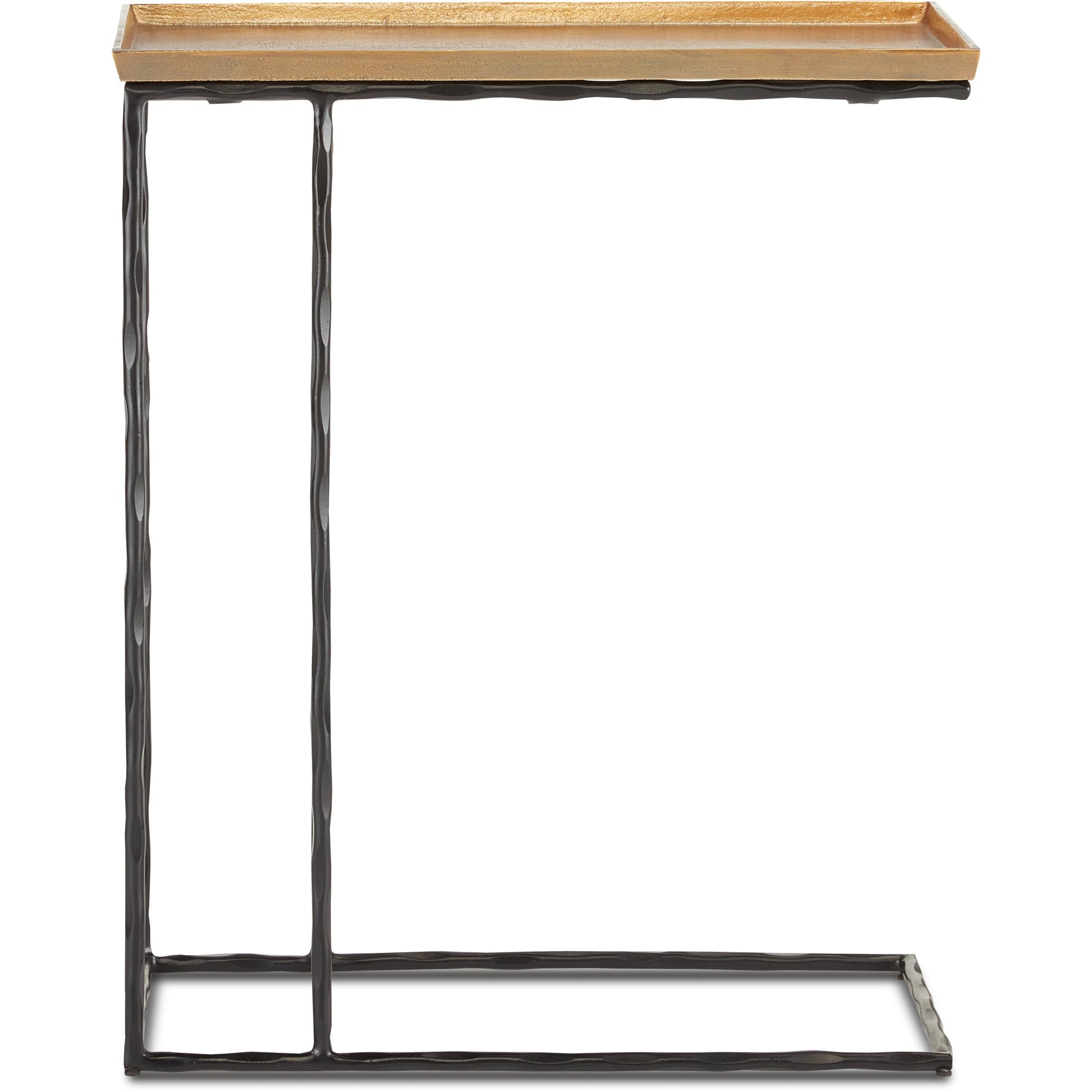 Boyles C Table by Currey and Company in antique brass, black. Made from cast aluminum, wrought iron in a transitional style.