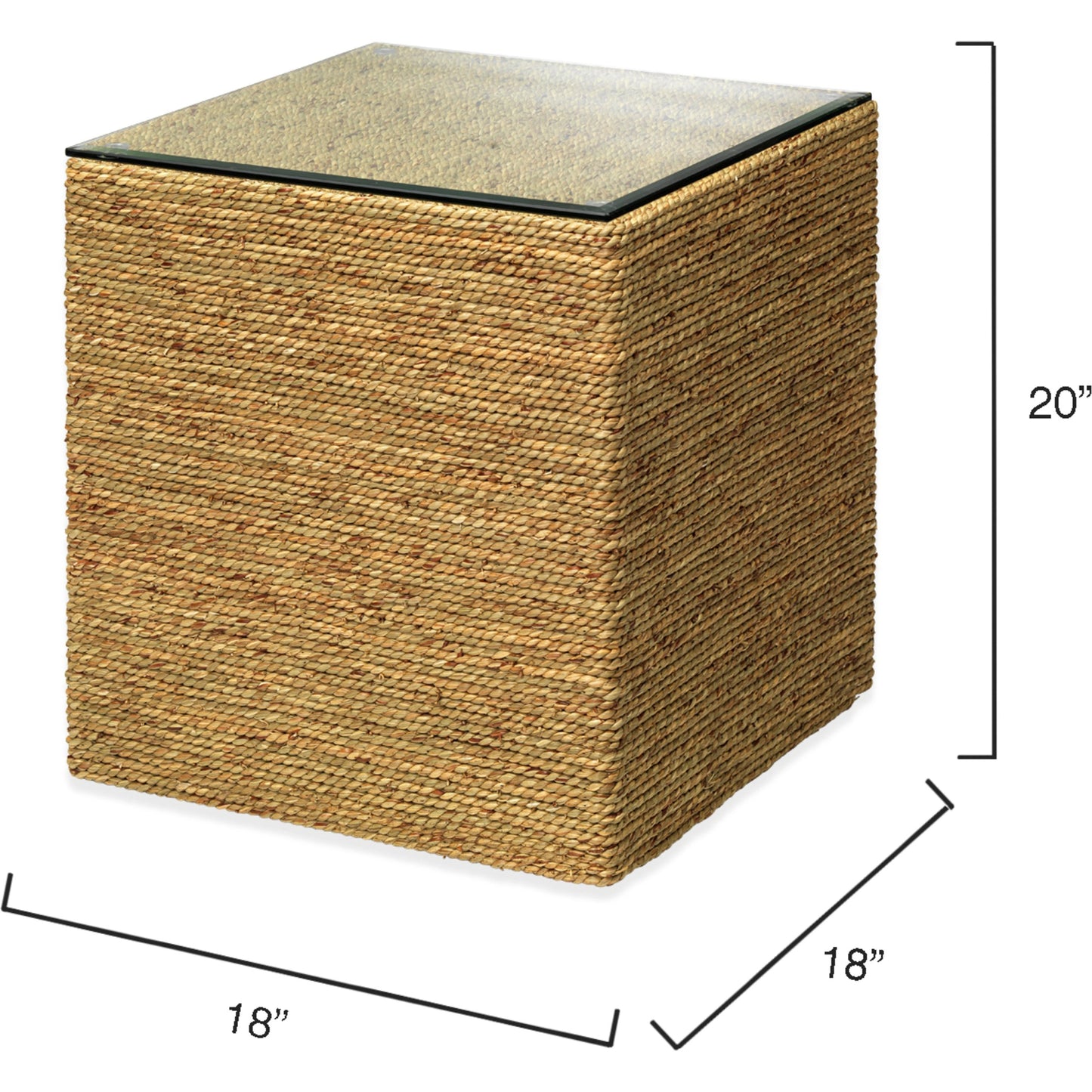 002 SR-912944 | Additional Silo | Captain Square Side Table by Jamie Young. Made from seagrass with tempered glass in a coastal style.