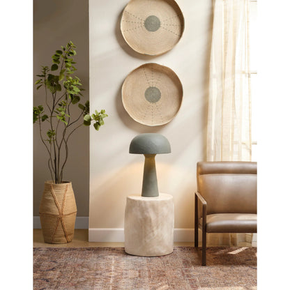 Cedar Side Table by Jamie Young in faux travertine marble. Made from concrete in a unique style.