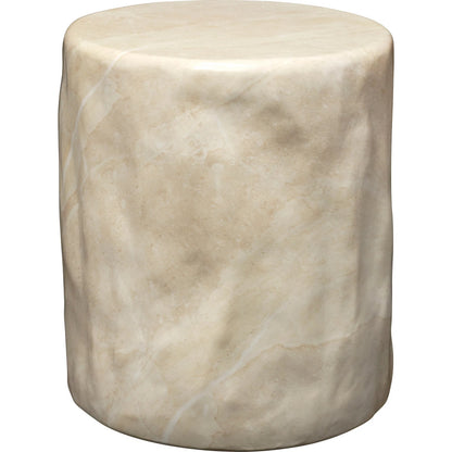 Cedar Side Table by Jamie Young in faux travertine marble. Made from concrete in a unique style.