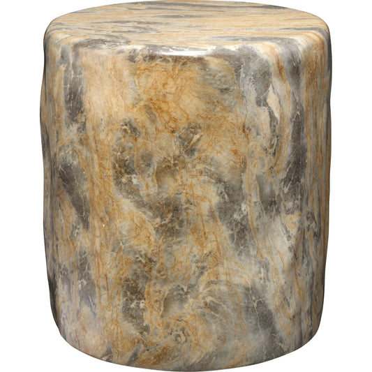 Cedar Side Table by Jamie Young in faux travertine marble. Made from concrete in a unique style.