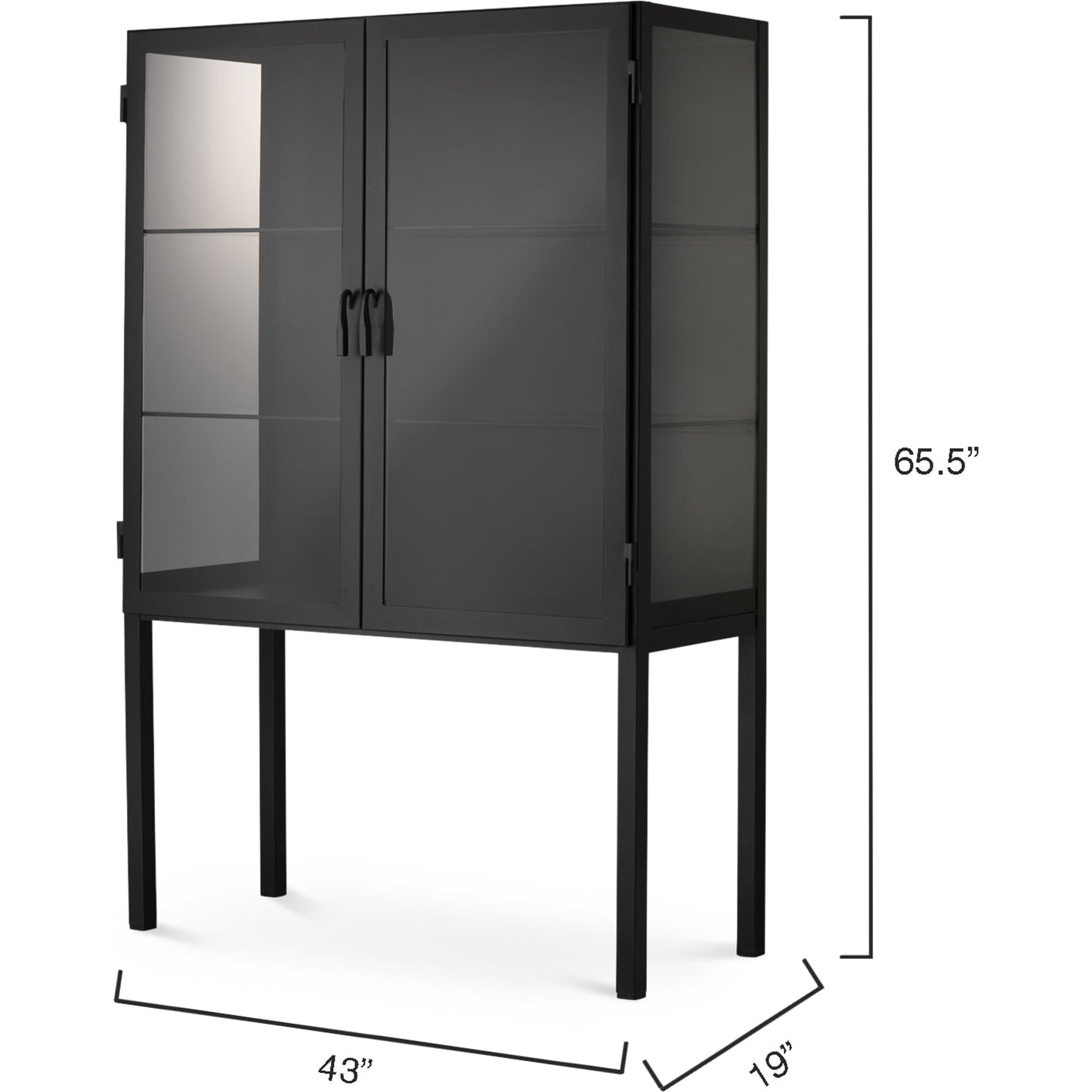 005 SR-707857 | Additional Silo | Chauncey Curio Bar Cabinet by Jamie Young in black iron, clear glass. Made from iron, glass in a modern style.