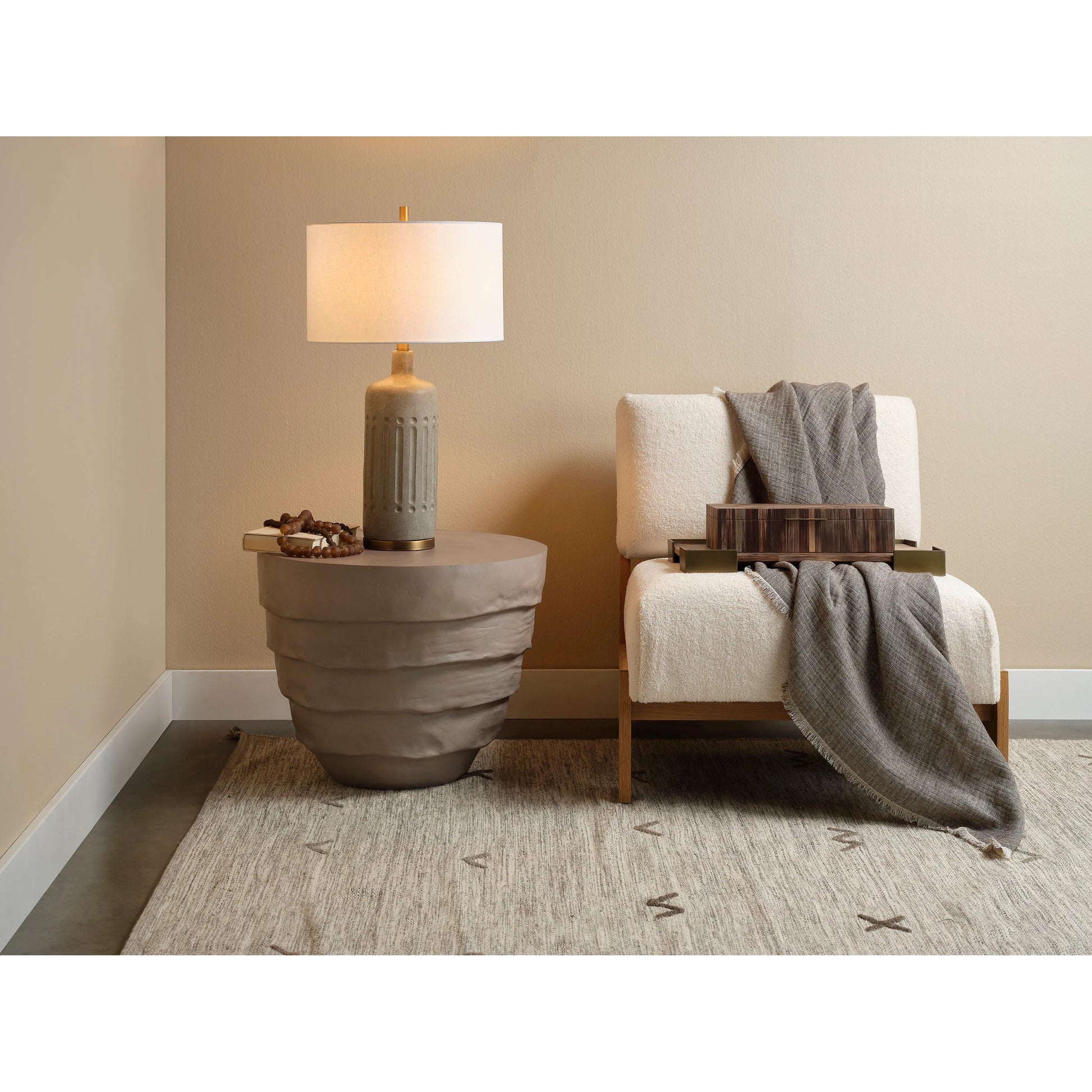 Concentric Side Table by Jamie Young. Made from fiber glass in a modern style.