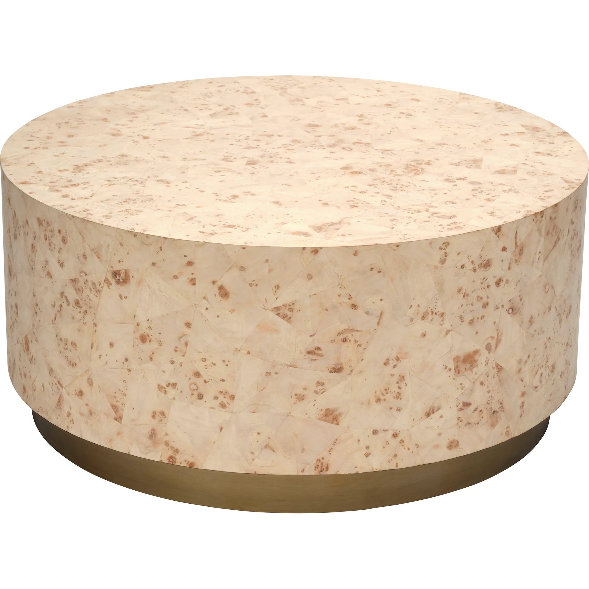 Configuration Coffee Table by Jamie Young in cream and bleached burl veneer. Made from wood in a unique style.