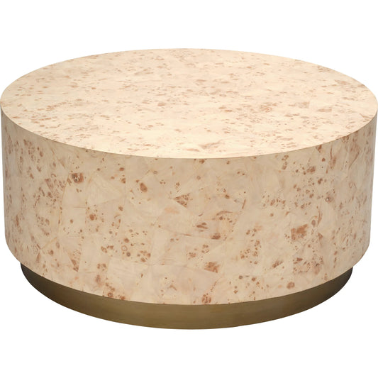 Configuration Coffee Table by Jamie Young in cream and bleached burl veneer. Made from wood in a unique style.
