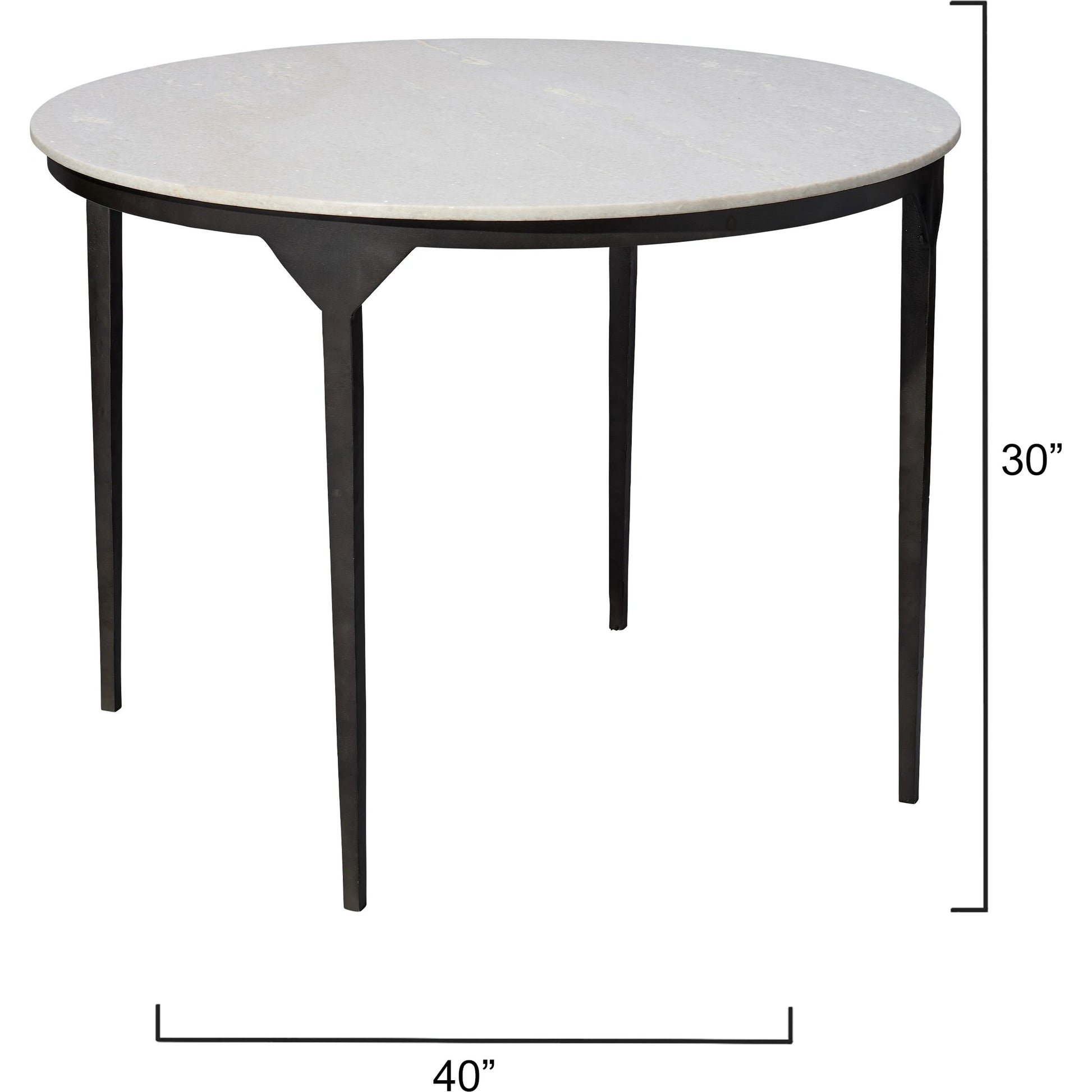 Dante Dining Table by Jamie Young in white, black. Made from white marble, metal: iron in a modern style.