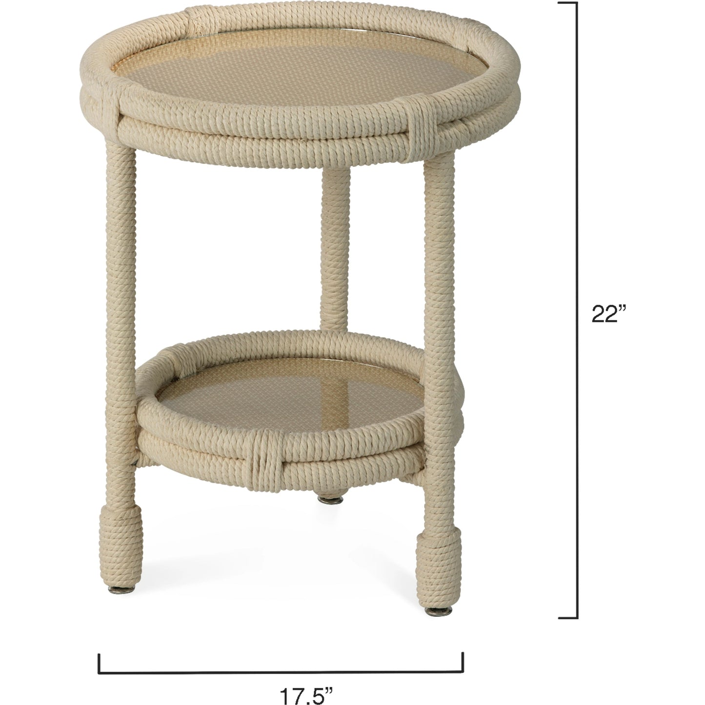 002 S-291904 | Additional Silo | Delta Side Table by Jamie Young in white rope. Made from rope in a coastal style.