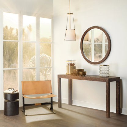 Dylan Round Side Table by Jamie Young. Made from wood in a modern style.