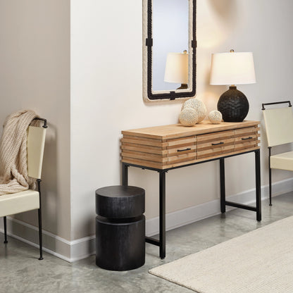 Dylan Round Side Table by Jamie Young. Made from wood in a modern style.