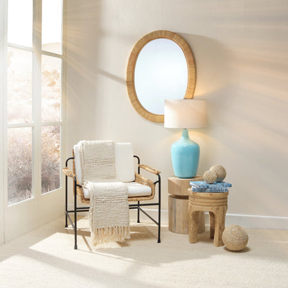 Dylan Round Side Table by Jamie Young. Made from wood in a modern style.