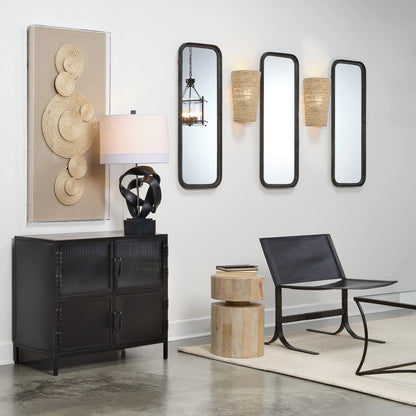 Dylan Round Side Table by Jamie Young. Made from wood in a modern style.