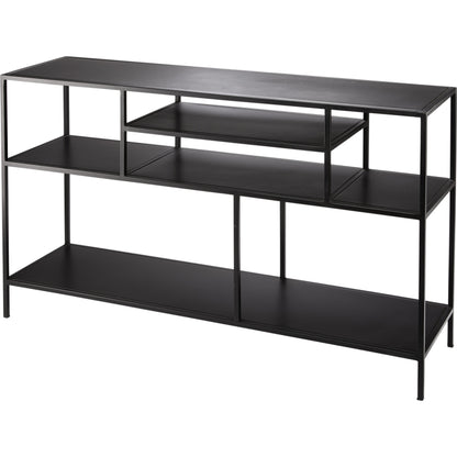Element Shelved Console Table by Jamie Young in black iron. Made from iron in a modern style.
