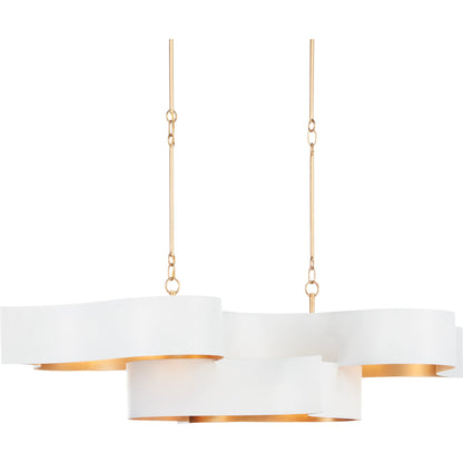Grand Lotus Oval Chandelier by Currey and Company. Made from wrought iron in a modern style.