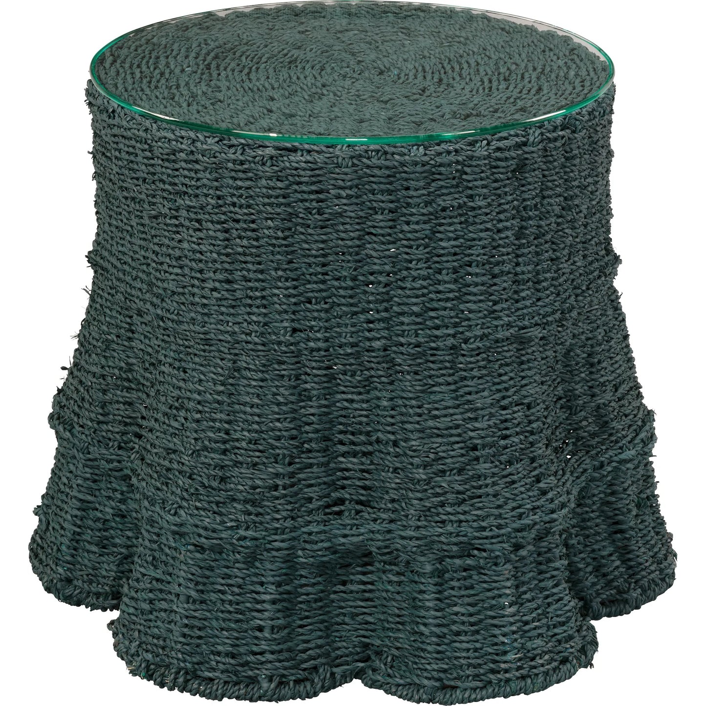 003 SI-2531165 | Primary Silo | Falda Side Table by Jamie Young in verdigris. Made from seagrass in a unique style.