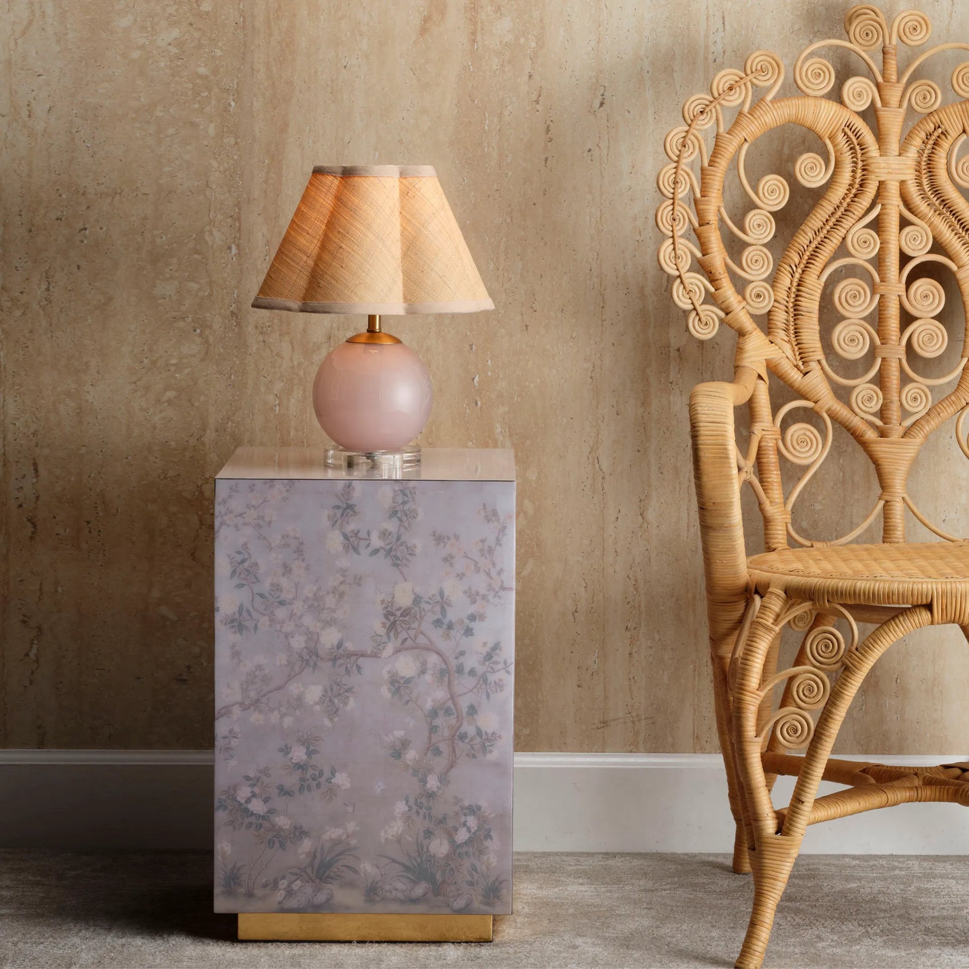 Garland Side Table by Jamie Young. Made from mdf, paper in a traditional style.